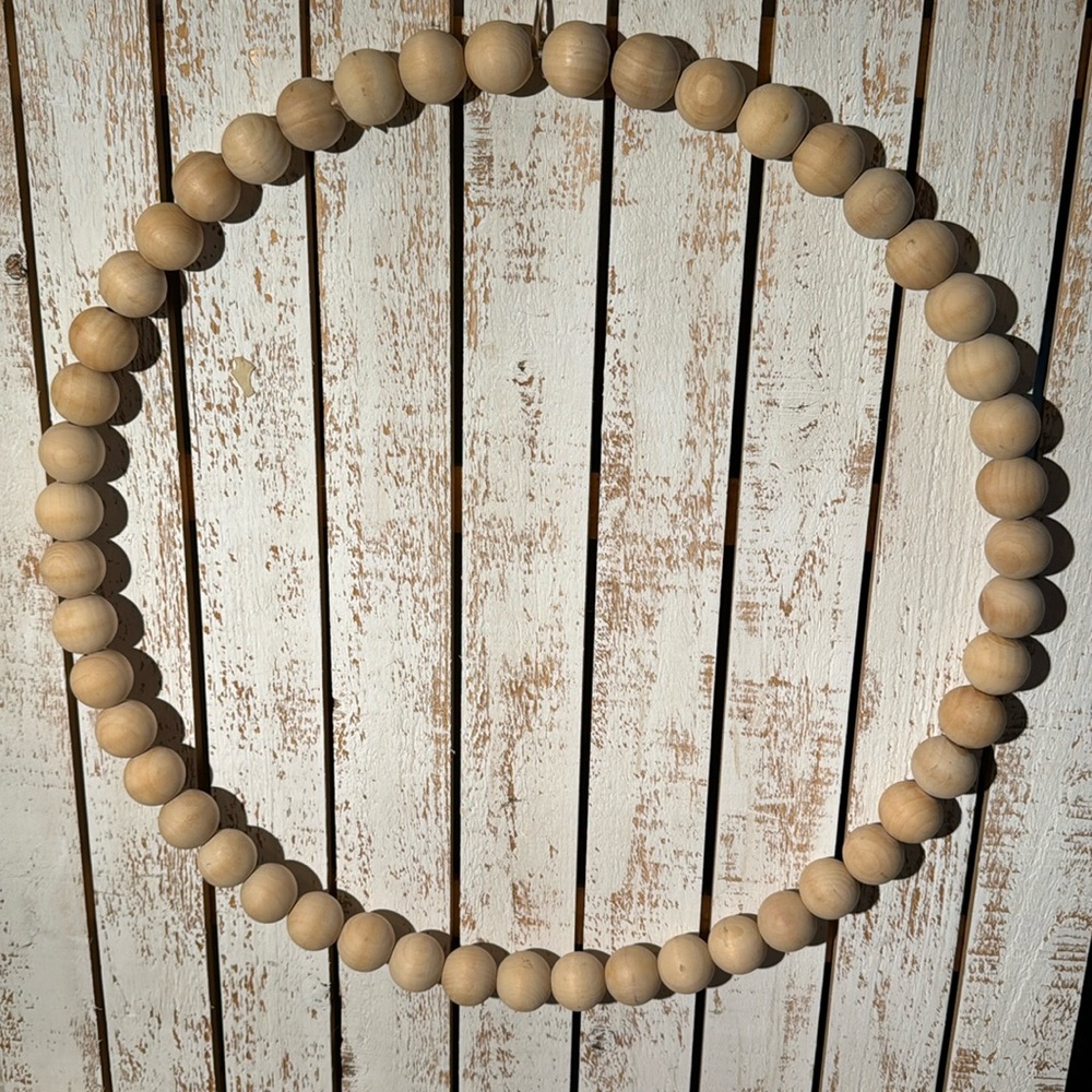 Hobby Lobby Unfinished Wood Bead Wreath 17.75” around